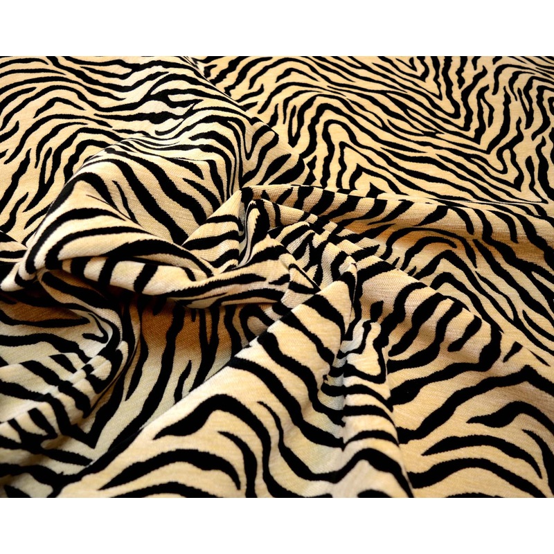 Black Cream Tiger Upholstery Fabric Chenille 1710 Shadow