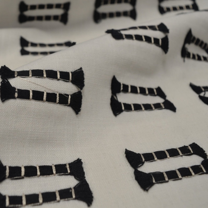 Tassel EMB Tuxedo Waverly Fabric